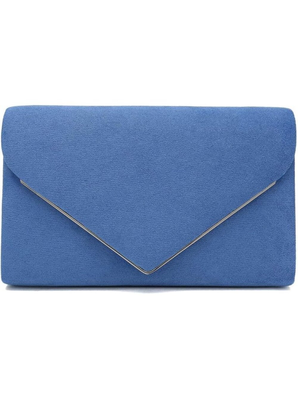 ๐ Women's Blue Faux Suede Clutch Bag Elegant Metal Binding Evening Purse